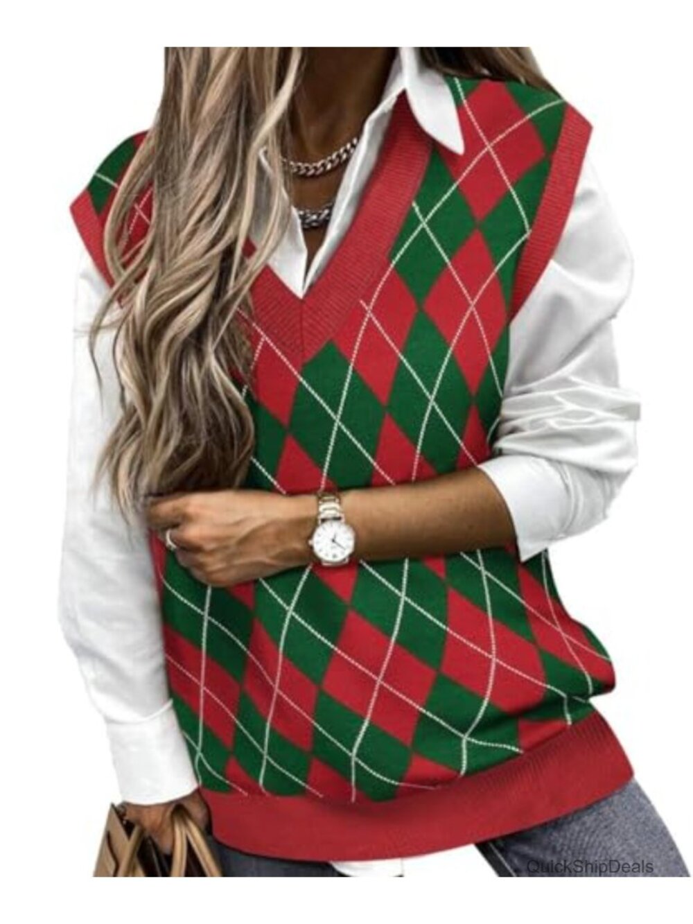 Plus Size Cable Knit Sweater Vest Sleeveless V-Neck Pullover Tank Top